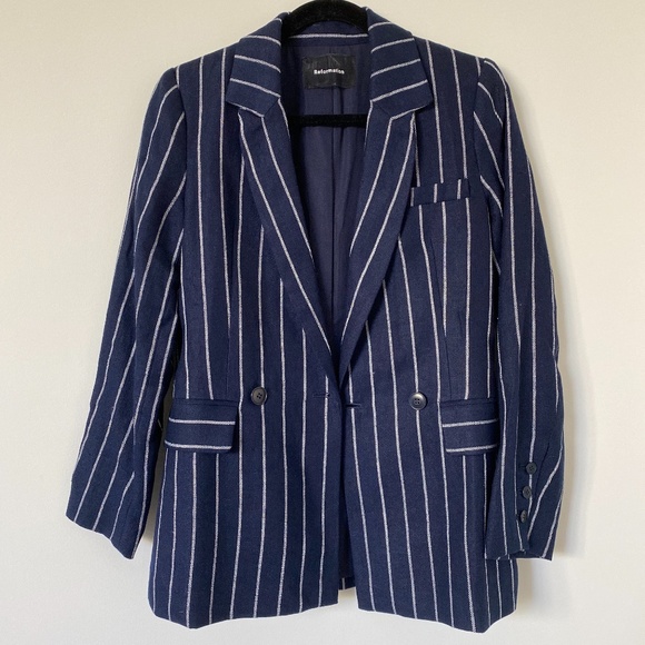 Reformation Verano Blazer.- Navy Pinstripe - Picture 1 of 4